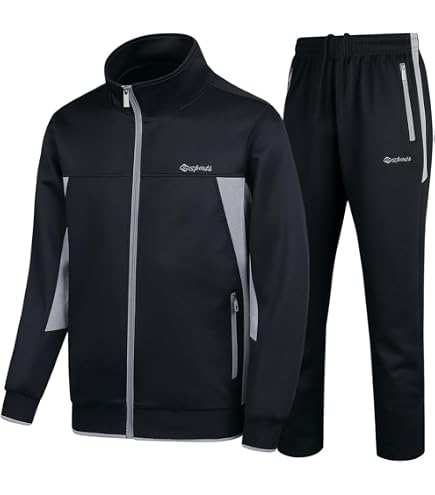 W JIANWANG Mens Tracksuit Sweatsuits 2 Piece Casual Jogging Warm